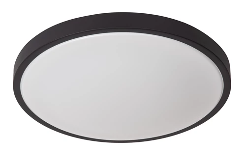 Lucide DASHER - Flush ceiling light Bathroom - Ø 41 cm - LED - 1x24W 2700K - IP44 - Motion Sensor - Black - turned off